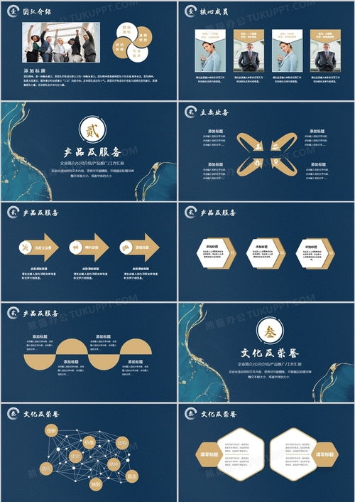 藍(lán)色鎏金簡約風(fēng)PPT模板 賦能專業(yè)演示，盡在熊貓辦公
